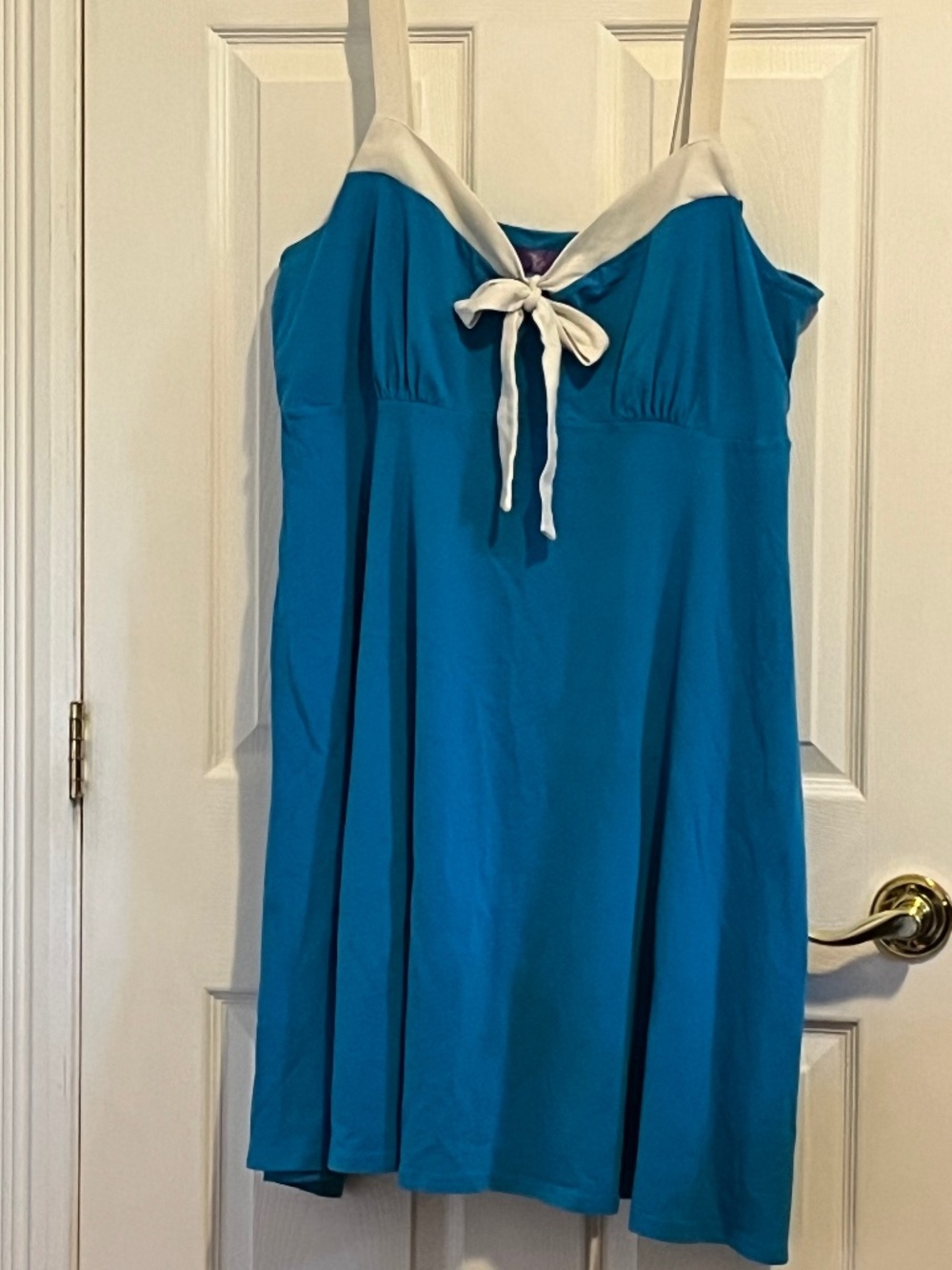 Comfy soft short empire waist blue dress